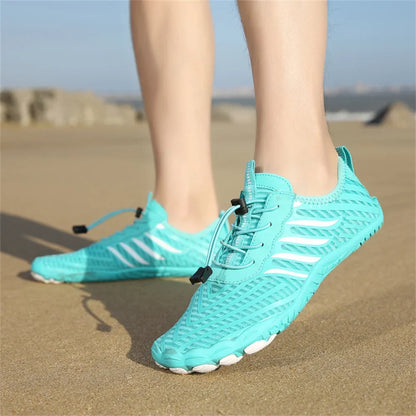 Comfortable Mesh Water Shoes for Women with Lace Up Barefoot Quick Dry Style