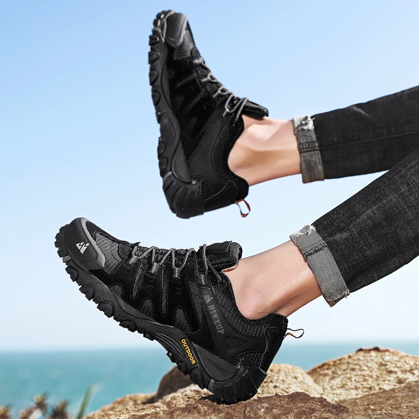 Effortless Suede Mesh Hiking Shoe for Women with Lace Up Reinforced Toe Rugged Sole Trail Style