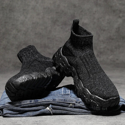 Comfortable Knit Sock Sneakers for Women with Slip On High Top Chunky Sole Style