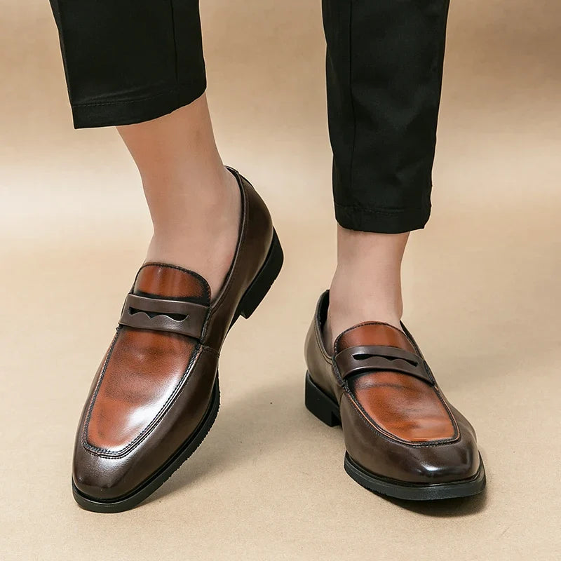 Elegant Faux Leather Loafers for Women with Pointed Toe Slip On Penny Strap Style