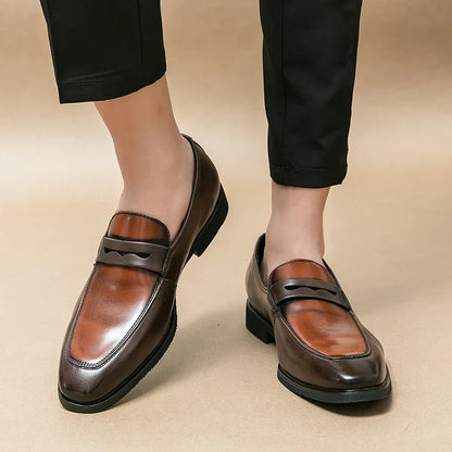 Elegant Faux Leather Loafers for Women with Pointed Toe Slip On Penny Strap Style