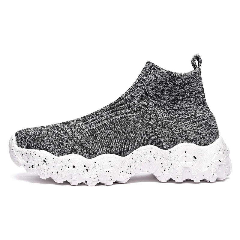 Comfortable Knit Sock Sneakers for Women with Slip On High Top Chunky Sole Style