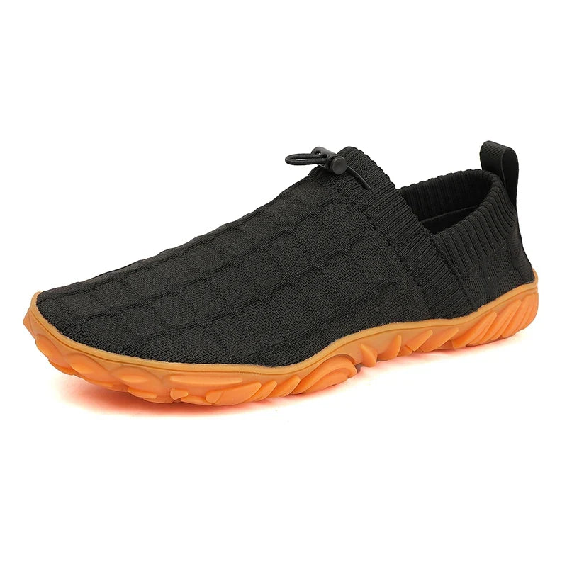 Stylish Knit Sneaker for Women with Drawstring Closure Lugged Rubber Sole Slip On Style