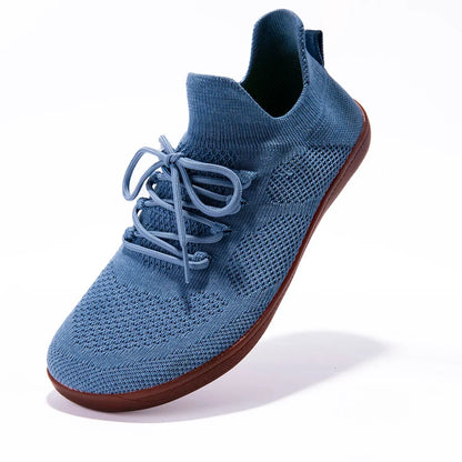 Comfortable Knit Sneaker for Women with Lace Up Sock Collar Flexible Sole Casual Style