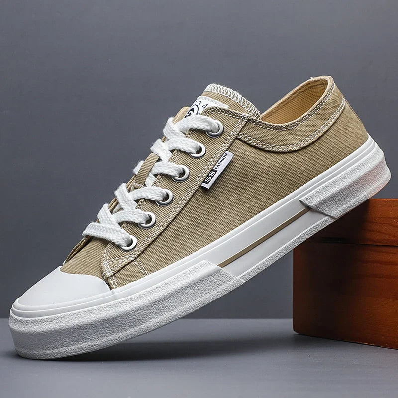 Stylish Canvas Sneaker for Women with Lace Up Low Top Reinforced Toe Casual Style