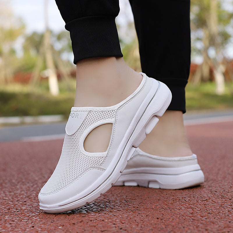 Effortless Mesh Slip-On Clog Sneaker for Women with Cutout Side Platform Sole Casual Style