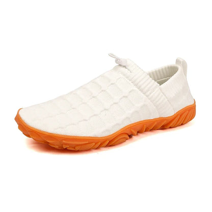 Stylish Knit Sneaker for Women with Drawstring Closure Lugged Rubber Sole Slip On Style