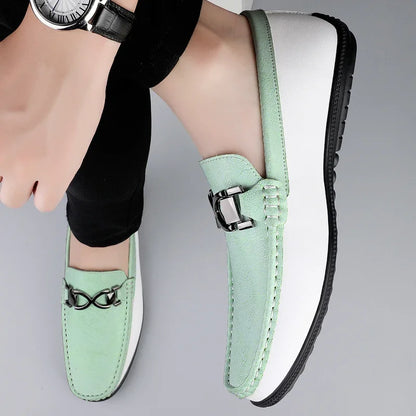 Comfortable Leather Loafer for Women with Metal Buckle Moc Toe Slip On Style