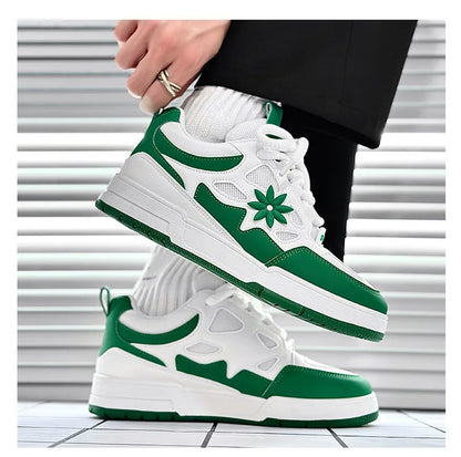 Stylish Mesh Panel Sneakers for Women with Lace Up Front Floral Applique Chunky Platform Style