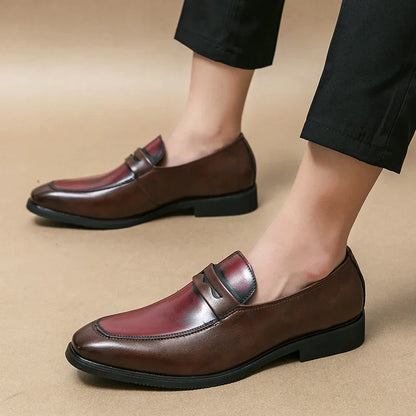 Elegant Faux Leather Loafers for Women with Pointed Toe Slip On Penny Strap Style