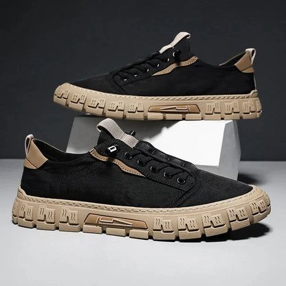 Effortless Canvas Sneaker for Women with Lace Up Pull Tab Lug Sole Casual Style