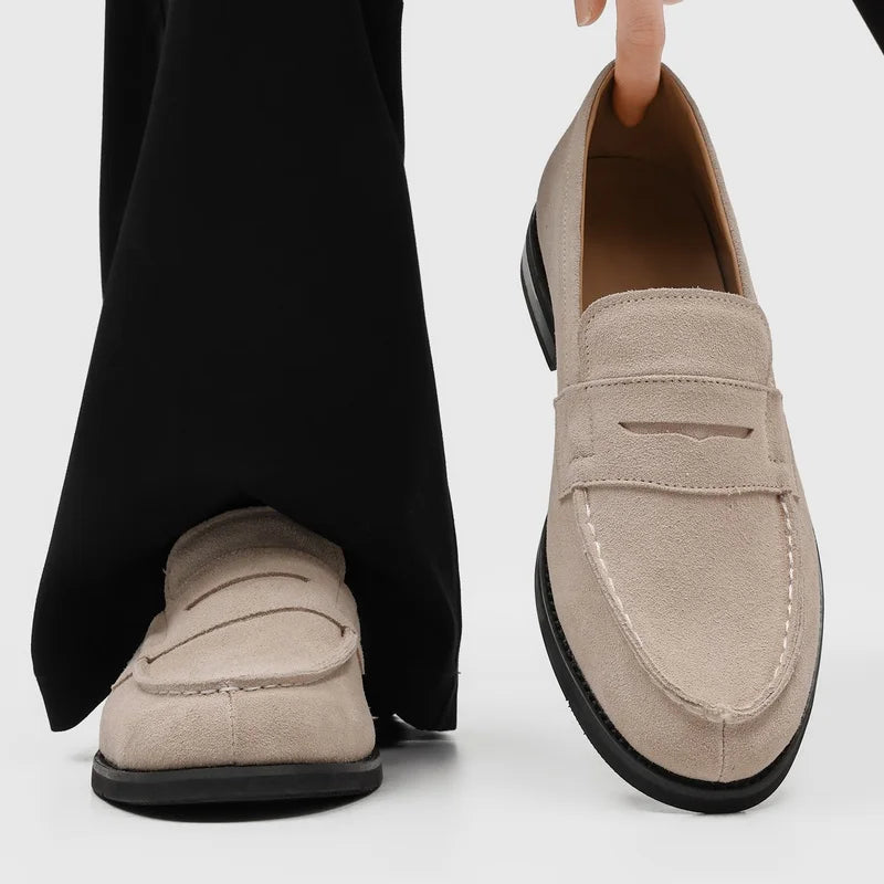 Effortless Suede Penny Loafer for Women with Round Toe Slip On Flat Casual Style