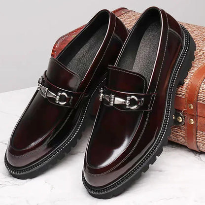 Elegant Patent Leather Loafer for Women with Horsebit Buckle Chunky Lug Sole Casual Style