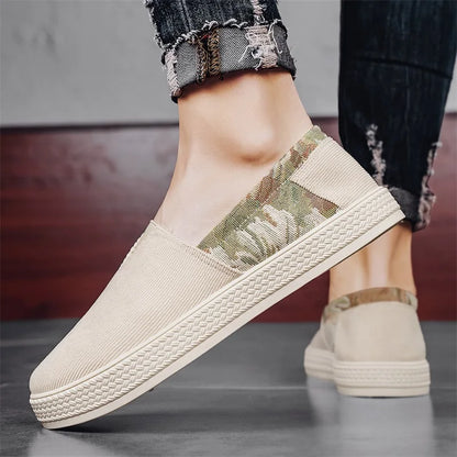 Effortless Canvas Slip-On Sneaker for Women with Floral Panel Braided Sole Casual Style