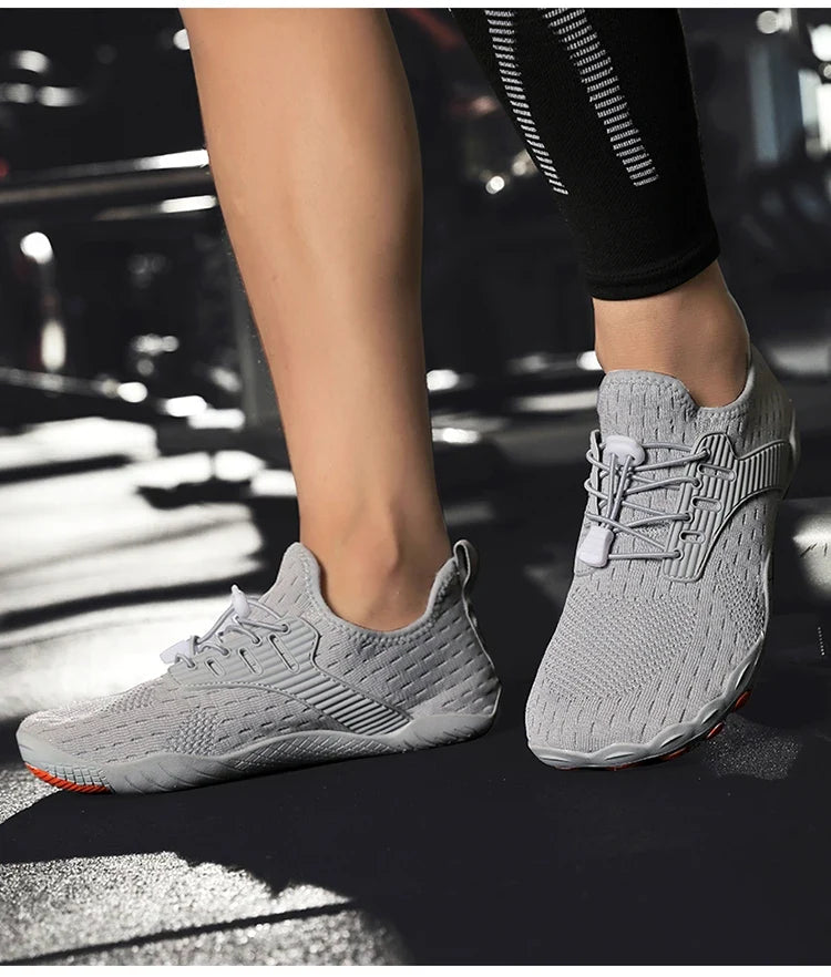 Comfortable Knit Fashion Sneaker for Women with Lace Up Drawstring Flexible Textured Sole Style