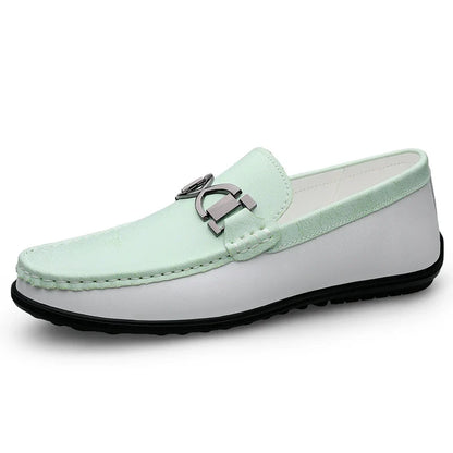 Comfortable Leather Loafer for Women with Metal Buckle Moc Toe Slip On Style