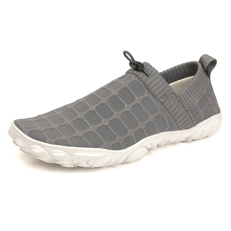 Stylish Knit Sneaker for Women with Drawstring Closure Lugged Rubber Sole Slip On Style