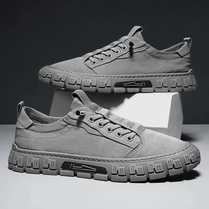 Effortless Canvas Sneaker for Women with Lace Up Pull Tab Lug Sole Casual Style