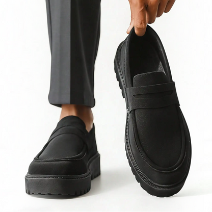 Stylish Suede Platform Loafer for Women with Chunky Lug Sole Penny Strap Casual Style