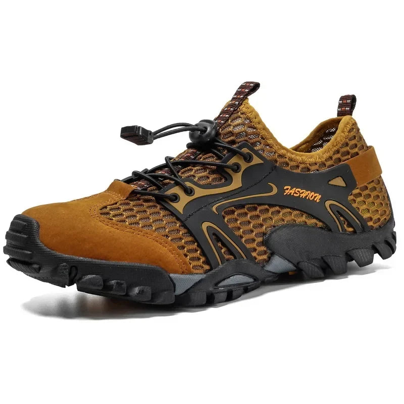 Comfortable Mesh Trail Sneaker for Women with Lace Up Rugged Sole Outdoor Casual Style