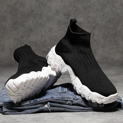 Comfortable Knit Sock Sneakers for Women with Slip On High Top Chunky Sole Style