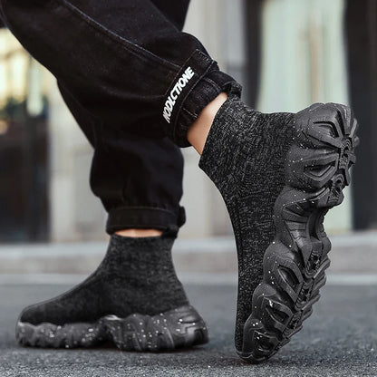 Comfortable Knit Sock Sneakers for Women with Slip On High Top Chunky Sole Style