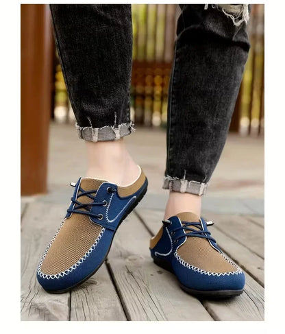 Effortless Canvas Loafer for Women with Lace Up Contrast Stitch Slip On Casual Style
