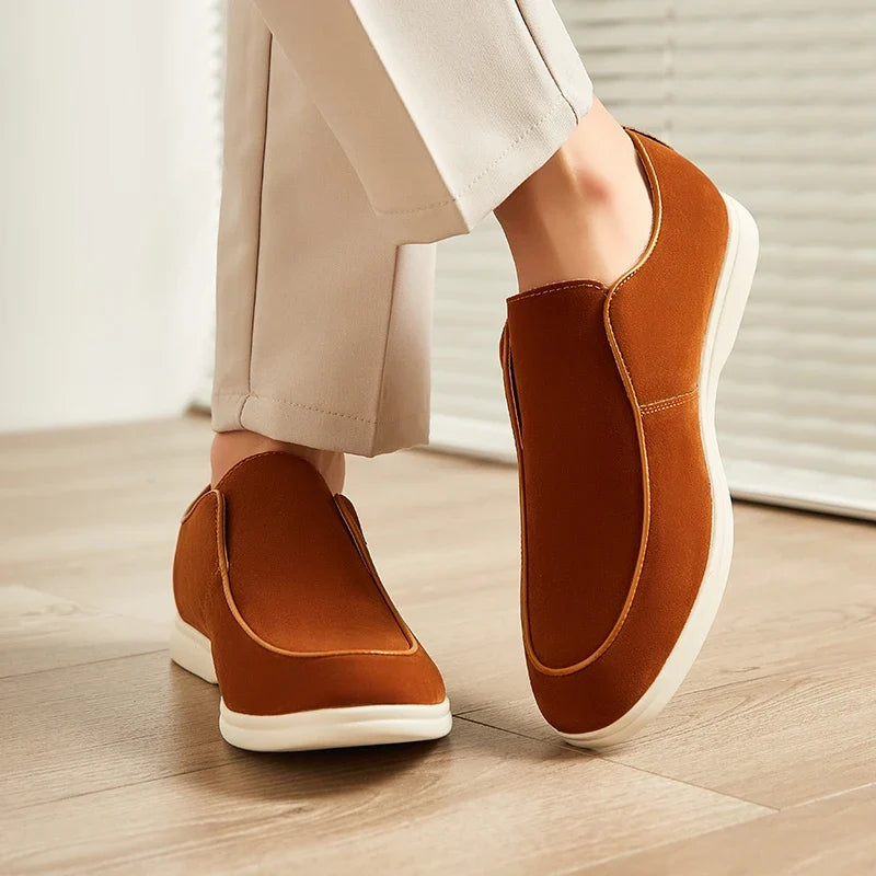Effortless Suede Slip On Sneaker for Women with Round Toe Platform Sole Casual Style