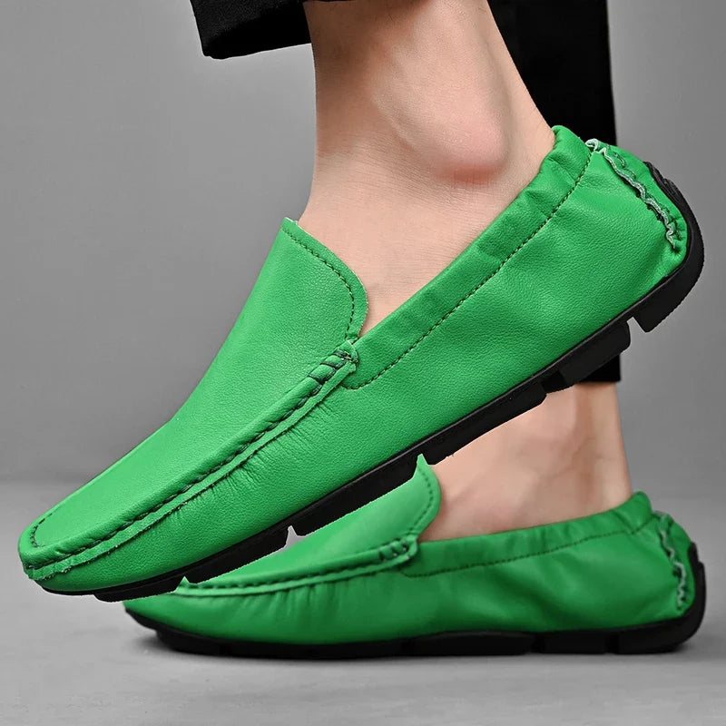 Effortless Leather Driving Loafer for Women with Stitched Moccasin Toe Slip On Casual Style
