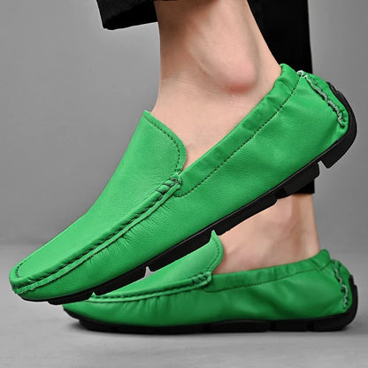 Effortless Leather Driving Loafer for Women with Stitched Moccasin Toe Slip On Casual Style