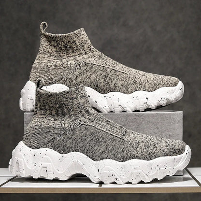 Comfortable Knit Sock Sneakers for Women with Slip On High Top Chunky Sole Style