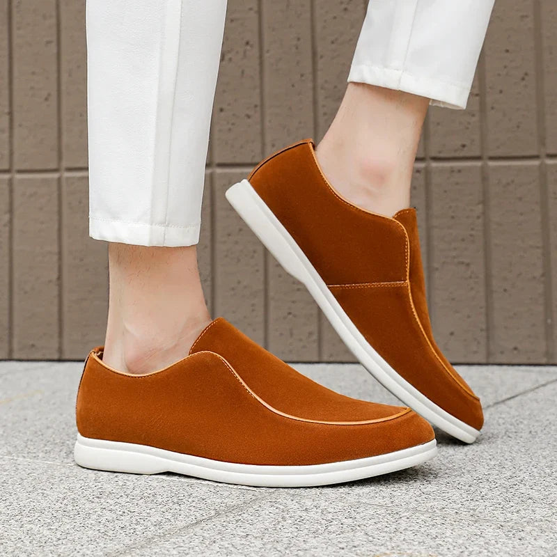 Effortless Suede Slip On Sneaker for Women with Round Toe Platform Sole Casual Style
