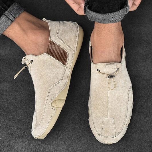 Comfortable Leather Driving Loafer for Women with Slip-On Moccasin Stitched Rubber Sole Casual Style