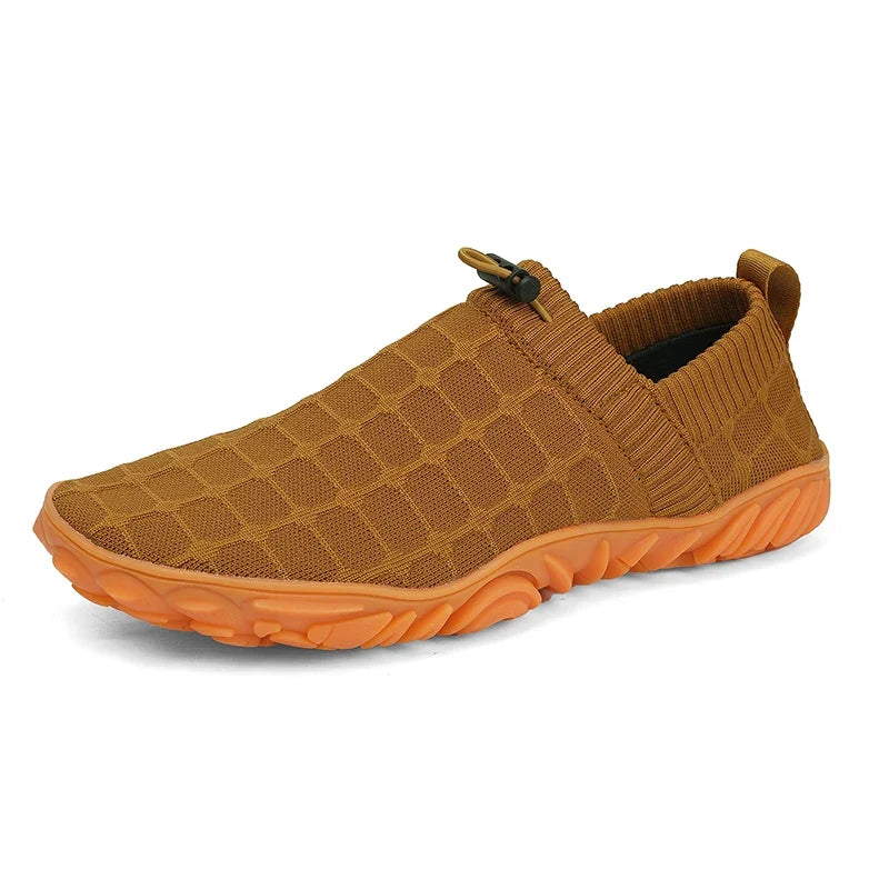 Stylish Knit Sneaker for Women with Drawstring Closure Lugged Rubber Sole Slip On Style