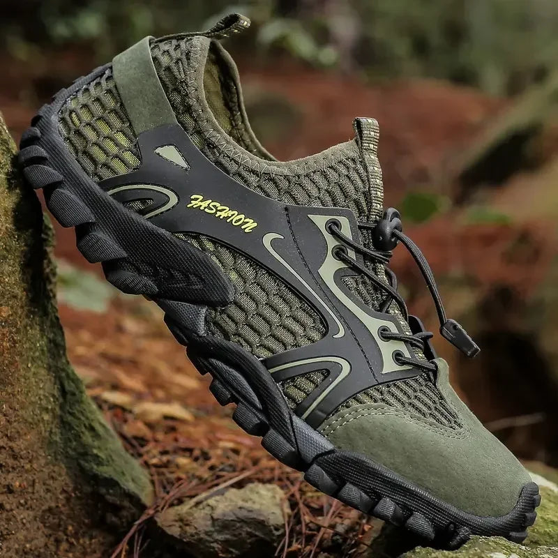 Comfortable Mesh Trail Sneaker for Women with Lace Up Rugged Sole Outdoor Casual Style