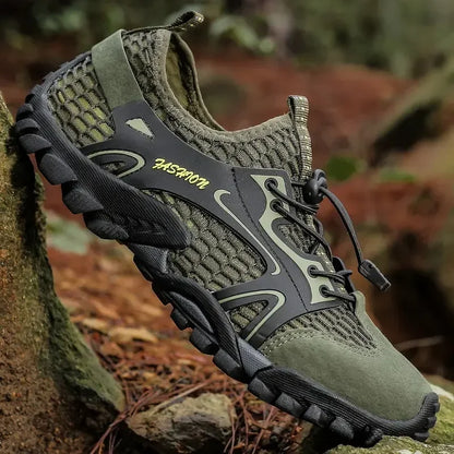 Comfortable Mesh Trail Sneaker for Women with Lace Up Rugged Sole Outdoor Casual Style