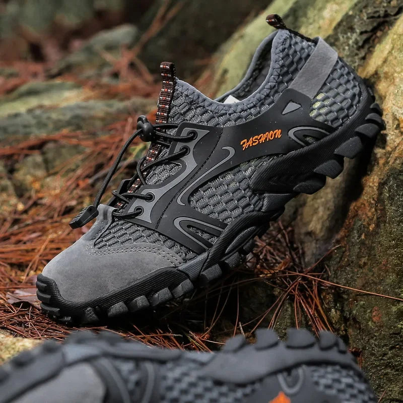 Comfortable Mesh Trail Sneaker for Women with Lace Up Rugged Sole Outdoor Casual Style