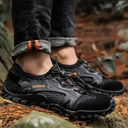 Comfortable Mesh Trail Sneaker for Women with Lace Up Rugged Sole Outdoor Casual Style