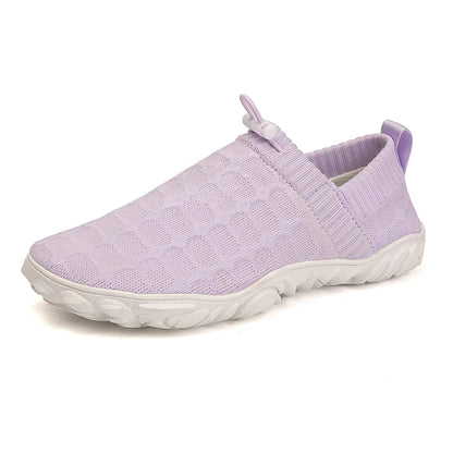 Stylish Knit Sneaker for Women with Drawstring Closure Lugged Rubber Sole Slip On Style