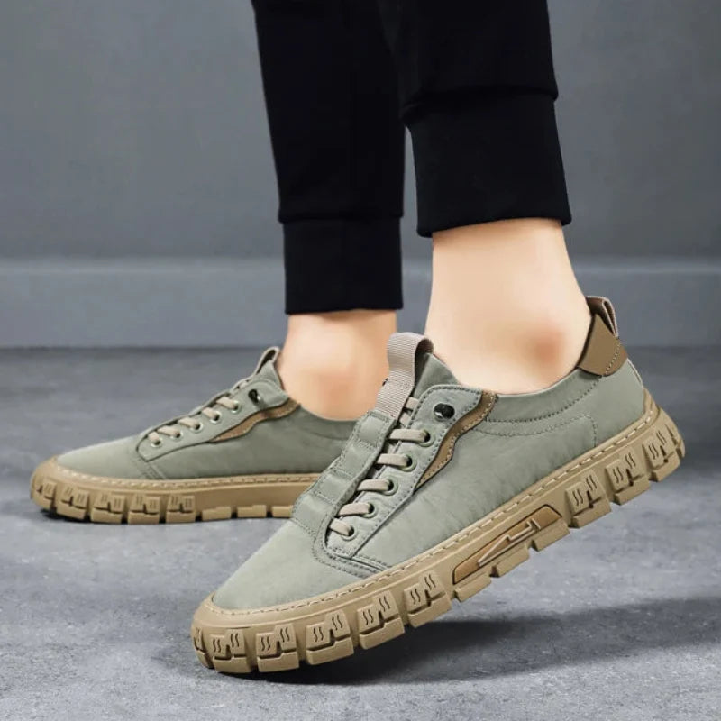 Effortless Canvas Sneaker for Women with Lace Up Pull Tab Lug Sole Casual Style