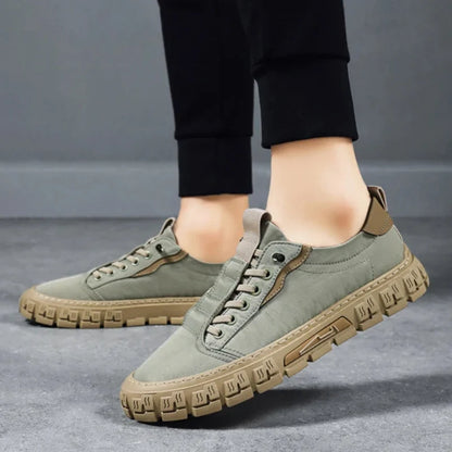 Effortless Canvas Sneaker for Women with Lace Up Pull Tab Lug Sole Casual Style