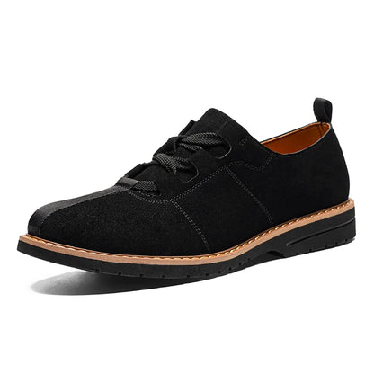 Comfortable Suede Stylish Shoes for Women with Round Toe Lace Up Contrast Panel Casual Style
