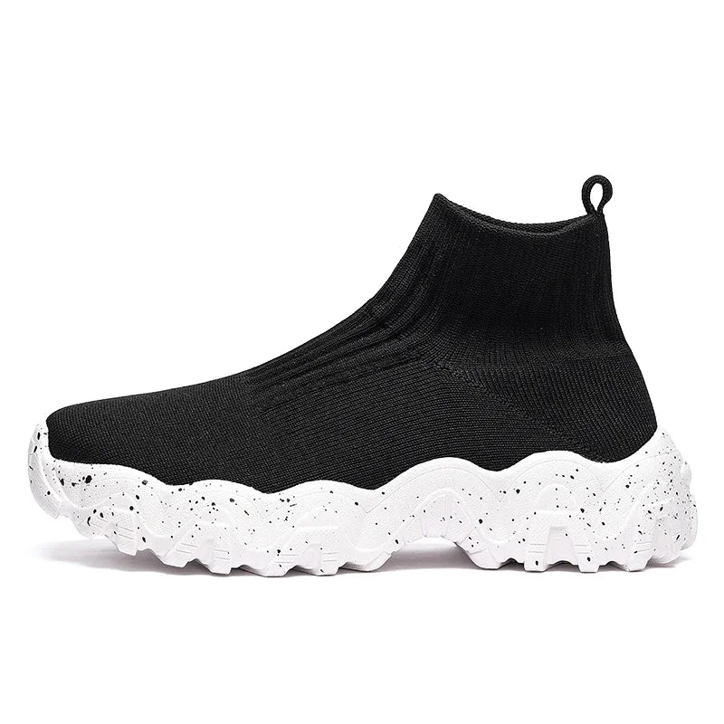 Comfortable Knit Sock Sneakers for Women with Slip On High Top Chunky Sole Style
