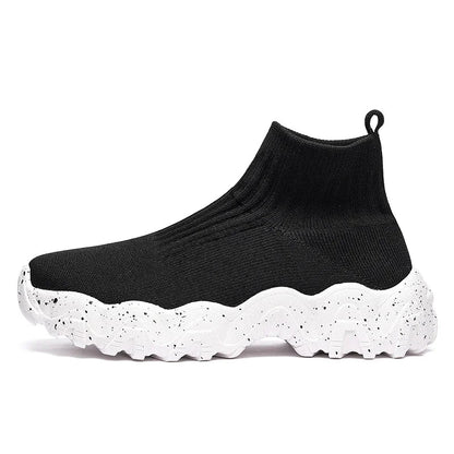 Comfortable Knit Sock Sneakers for Women with Slip On High Top Chunky Sole Style