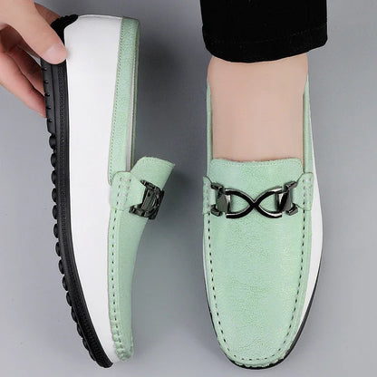 Comfortable Leather Loafer for Women with Metal Buckle Moc Toe Slip On Style