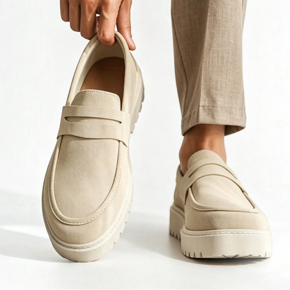 Stylish Suede Platform Loafer for Women with Chunky Lug Sole Penny Strap Casual Style