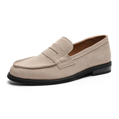 Effortless Suede Penny Loafer for Women with Round Toe Slip On Flat Casual Style