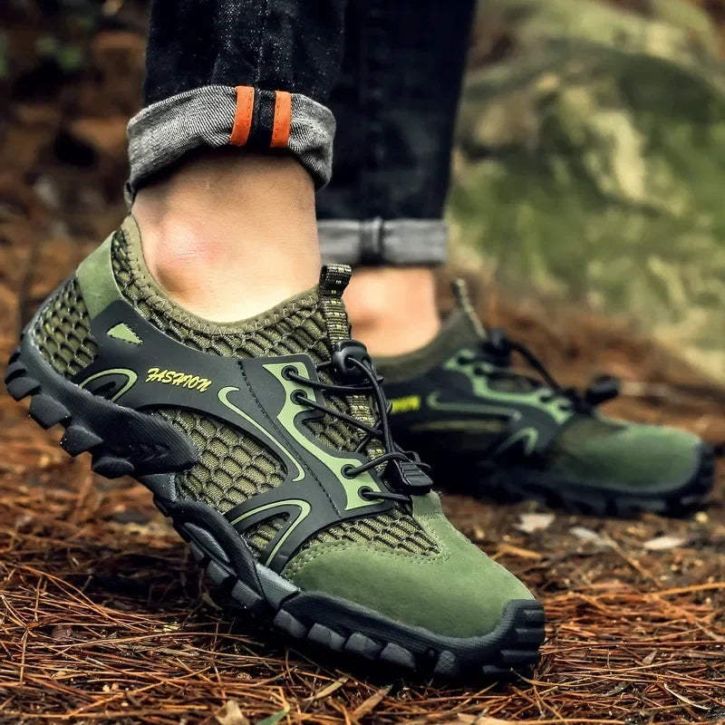 Comfortable Mesh Trail Sneaker for Women with Lace Up Rugged Sole Outdoor Casual Style