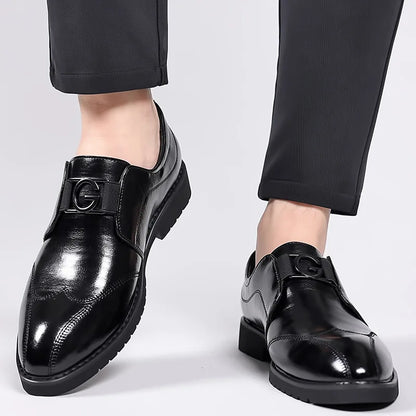 Elegant Leather Monk Strap Loafer for Women with Wingtip Brogue Pointed Toe Buckle Style
