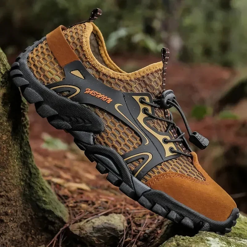 Comfortable Mesh Trail Sneaker for Women with Lace Up Rugged Sole Outdoor Casual Style